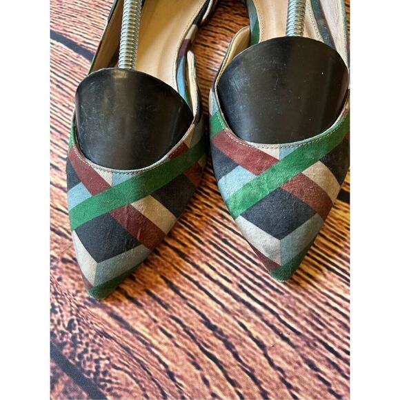 J Crew Audrey Flats Ratti Graphic Diamond‎ Print Green Brown - Picture 13 of 15